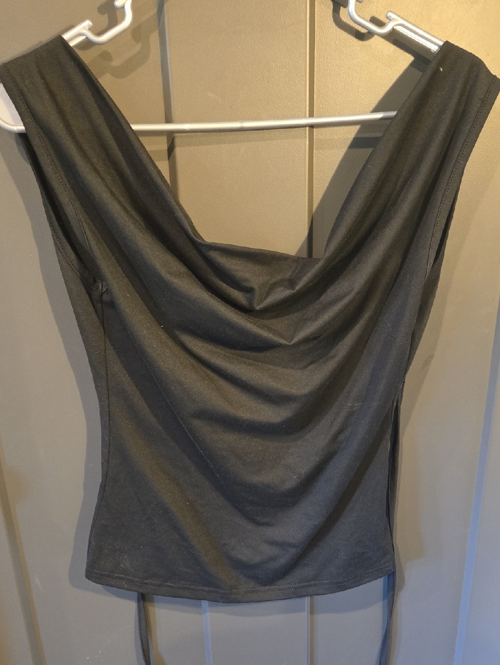 Cowl Neck Camisole Tank Top - Black